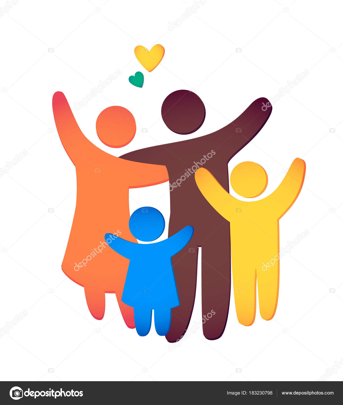 Happy Family Icon Multicolored In Simple Figures Two Children Dad And Mom Stand Together Vector Can Be Used As Logotype Stock Vector C Lara Cold 2013 183230798