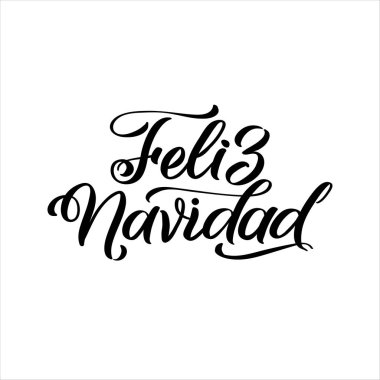 Merry Christmas kontur İspanyol hat. Tebrik kartı tipografi beyaz arka planda siyah