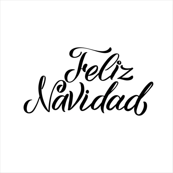 Feliz Navidad Carrera Caligrafía Española. Tarjeta de felicitación Tipografía negra sobre fondo blanco — Archivo Imágenes Vectoriales