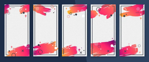 Social Media Story Frame Set Colorful Template Creative Gradient Strokes — Stock Vector