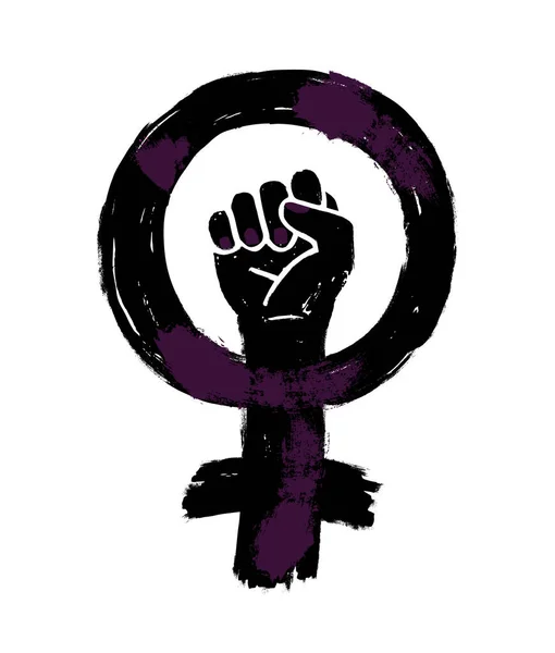 Femmina Femminismo Concetto Protesta Icona Vettore Potenza Ragazza Isolata Sfondo — Vettoriale Stock