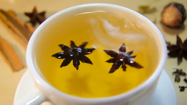 A cup of tea with anise — Stock Video