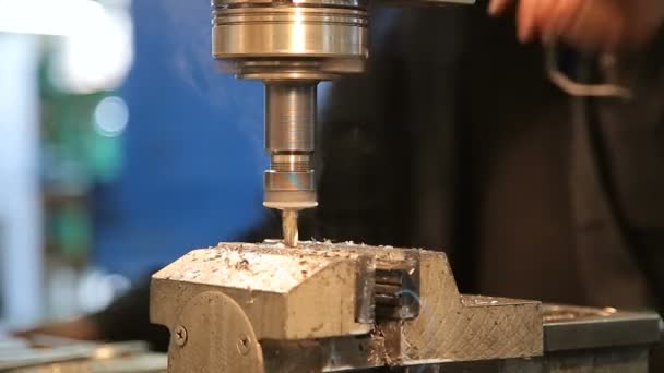 Industrial Iron drill in action — Stock Video