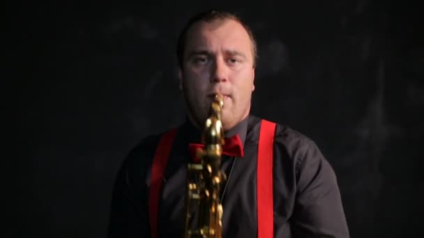 Saxophone player vintage retro stil — Stockvideo