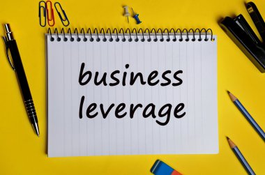 Business leverage words on notebook clipart