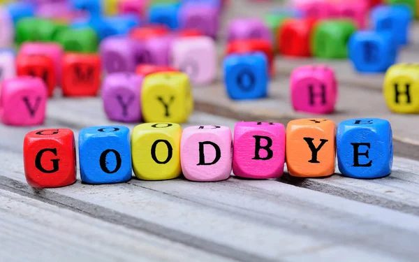 Adiós palabra en la mesa — Foto de Stock