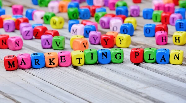 Marketing Plan words on table — Stock Photo, Image