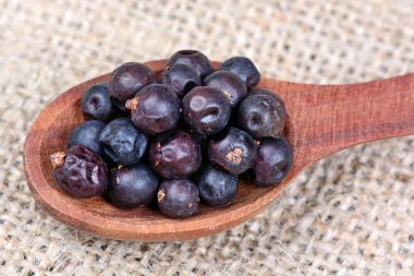 Juniper berry de bir tahta kaşık