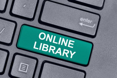 Online Kütüphane kelime üstünde klavye