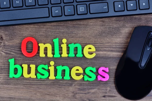 Online business words on table — Stock Photo, Image
