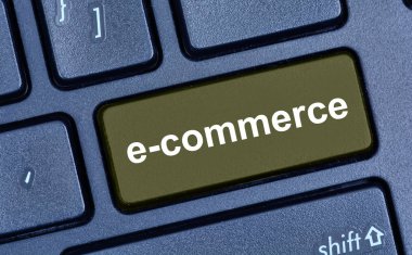 E-ticaret kelime klavye düğmesini