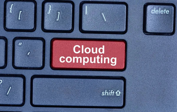 Palabras de computación en nube en el botón del teclado —  Fotos de Stock