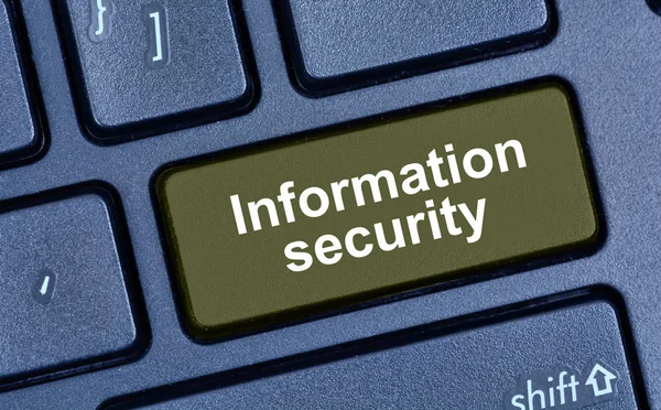 Information security words on keyboard button — Stock Photo, Image