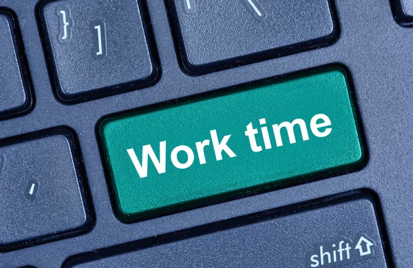 Arbete tid ord på datorns tangentbord — Stockfoto