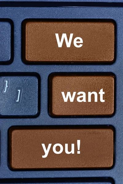 We want you words on computer keyboard — Stock Photo, Image