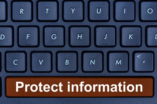 Προστασία πληροφοριών λέξεις υπολογιστή πληκτρολόγιο κουμπί — Φωτογραφία Αρχείου