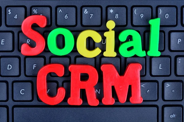 Social CRM words on computer keyboard — Stock Photo, Image