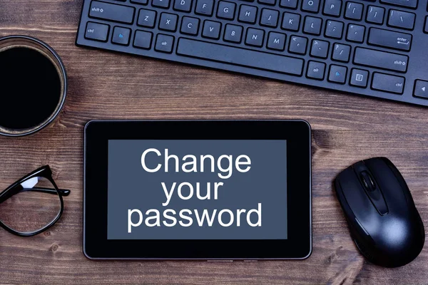 Texto Cambiar su contraseña en la tableta digital — Foto de Stock