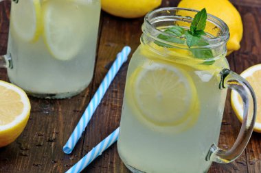 Mason kavanoz tablo taze limonata ile
