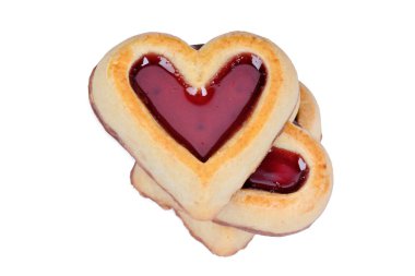 Beyaz arka plan üzerinde kalp kurabiye