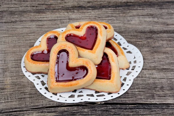 Group of heart cookies on table