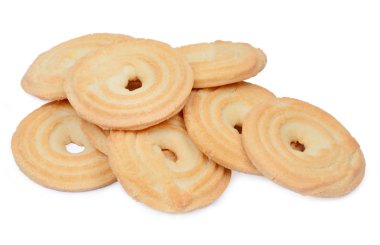 Beyaz bir arka plan üzerinde lezzetli kurabiyeleri