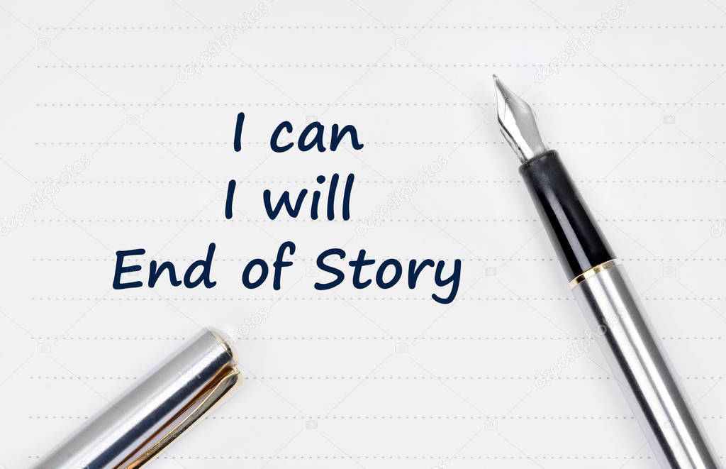 I can I will End of story text on notebook page