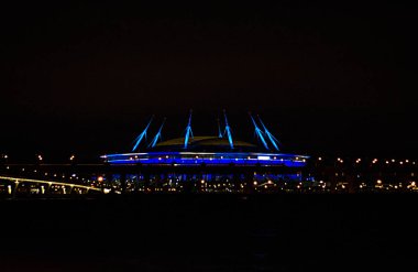 Rusya, St. Petersburg - 25 Ocak 2020: Petersburg 'daki Krestovsky Adası' ndaki futbol stadyumu. Zenit Arena 'da. Gazprom Arenası