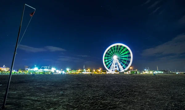 Ferris Wheel Night Summer View Beach Rimini — Stock Photo, Image