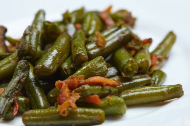 Kızarmış yemek yeşil fasulye