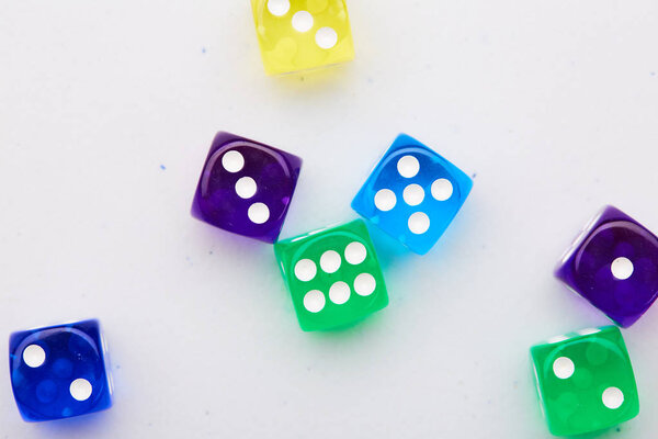 seven colored dices