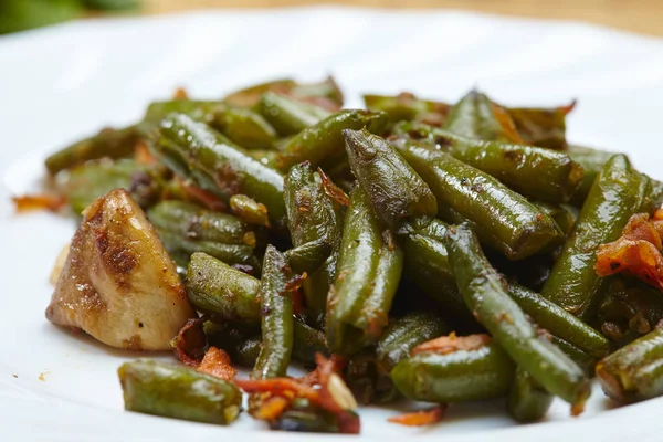 Kızarmış yemek yeşil fasulye