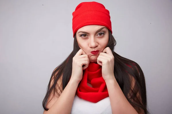 Brunette shows thought — Stock Photo, Image