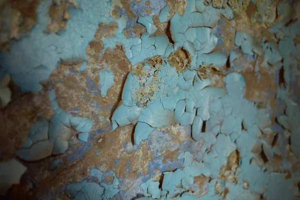 Old blue paint on the wall cracking — Stock Photo, Image