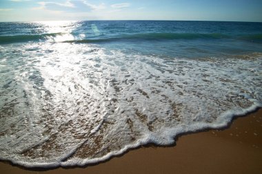 kumlu sahilde dalgalar rulo