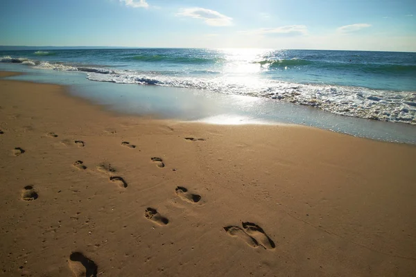 Footprints in the sand on the beach — Stock Photo, Image