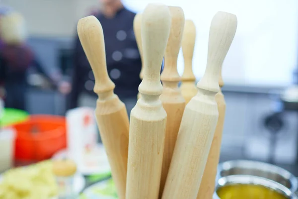 Wooden Rolling Pins Cooking Closeup — Stock Photo, Image