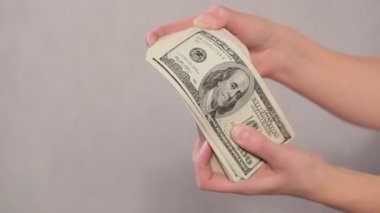 Dolarları sayan kadın eli.