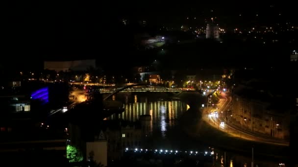 Vista Cidade Noturna Com Luzes — Vídeo de Stock