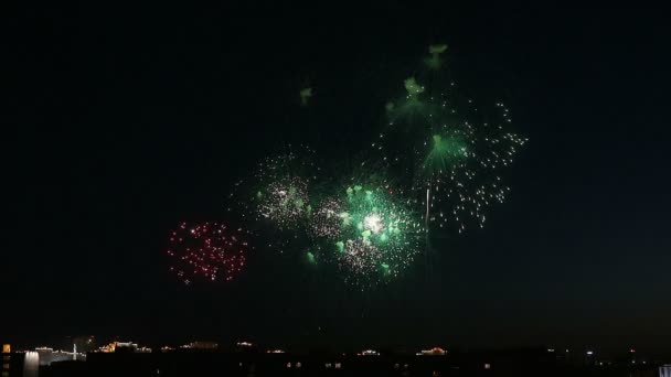 Bellissimi Fuochi Artificio Città Notte — Video Stock