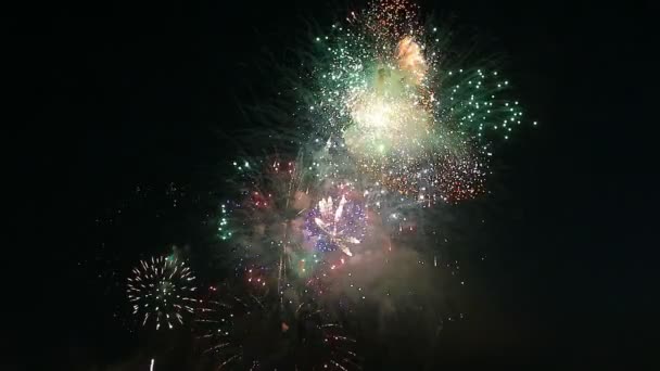 Prachtig Vuurwerk Stad Nachts — Stockvideo