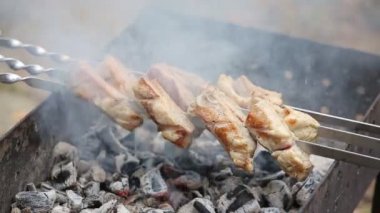 Izgarada kızarmış domuz pirzolası.