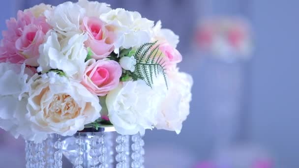 Flores Rosa Hermosa Concepto Decoración Bodas — Vídeos de Stock