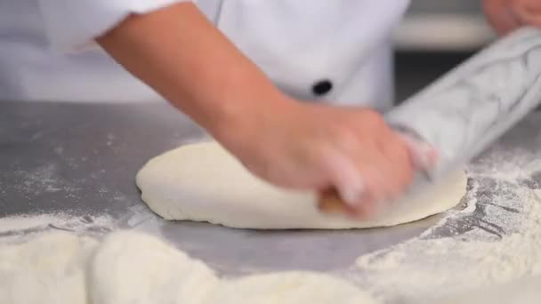 Chef Roll Dough Rolling Pin Kitchen — Stock Video