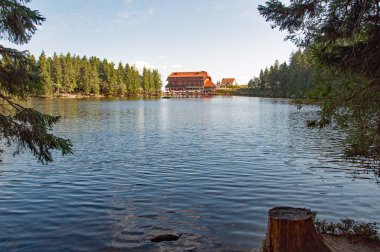 Bavyera, Almanya 'daki Kara Orman. Dağlarla, ormanlarla, derin deniz gölleriyle ve büyüleyici ülkelerle el değmemiş doğa. Mummelsee Gölü ve deniz kızı heykeli.