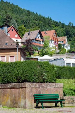 Bavyera, Almanya 'daki Kara Orman. Dağlarla, kozalaklı bitkilerle ve tipik köy evleriyle el değmemiş doğa. Gutach bölgesindeki manzara.