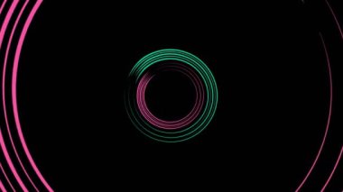 Merkezde dönen ve boyutu arttıran grafik tasarımı, tüm arkaplanı kaplamak ve 16: 9 video biçiminde, çeşitli renklerden oluşan, ortadan kaybolmak için.