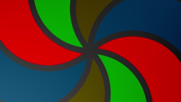 各种颜色的圆形物体式风扇 顺时针旋转 锚点位在中心 覆盖整个背景 — 图库视频影像