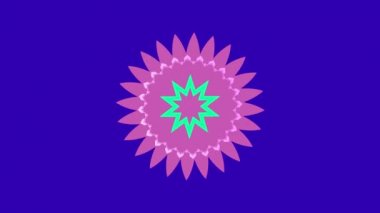 Merkezde dönen grafiksel çizimler renk değiştiriyor, renkli şekiller ve dokulardan oluşuyor, 16: 9 video biçiminde..