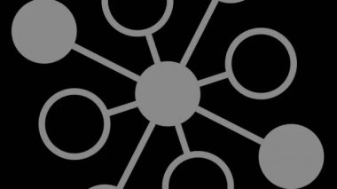 Siyah-beyaz, saat yönünde dönen, tam ekran boyutunu 16: 9 video biçiminde ortadan kaybolmaya indirgeyen, stroboskopik ve hipnotik efektli grafiksel nesne.